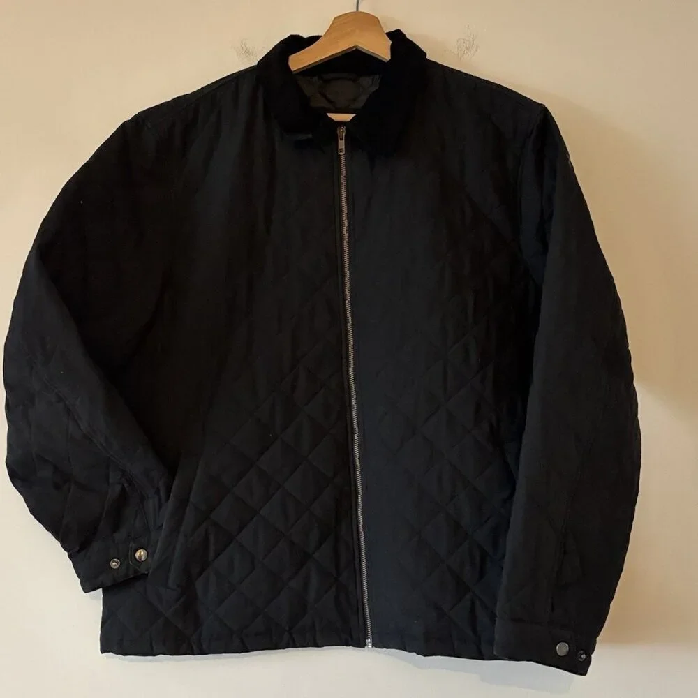 J.Crew Barn‎ Chore Coat Men's XL Black Corduroy Collar Quilted Jacket Old Money